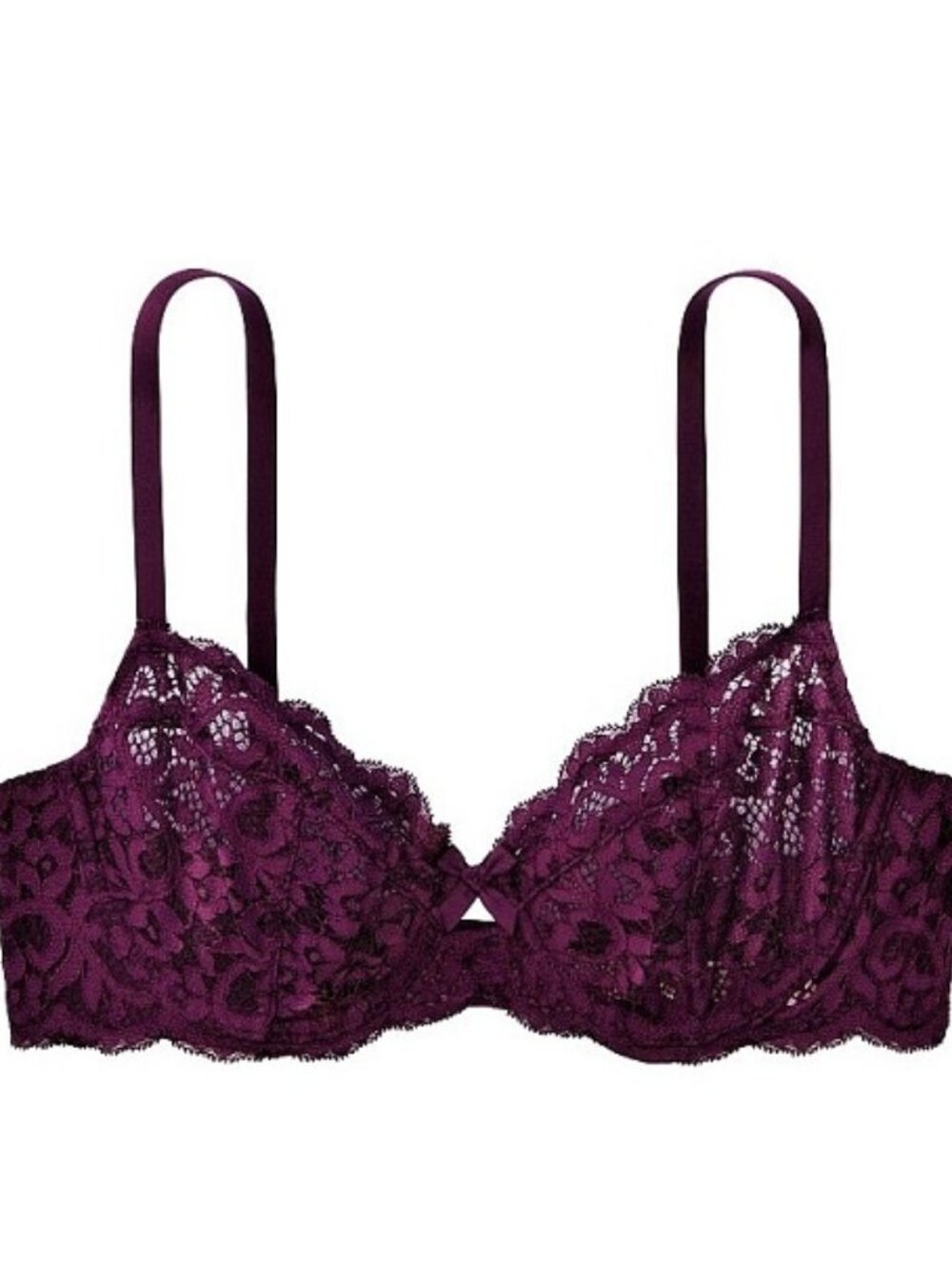 38C Victoria Secret Body by Victoria Unlined Uplift Demi Lace Bra Dark Raspberry
